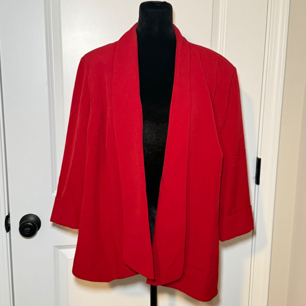 Jones Studio Separates Red Blazer Sleeve Size 20W Office Holiday Travel 90s